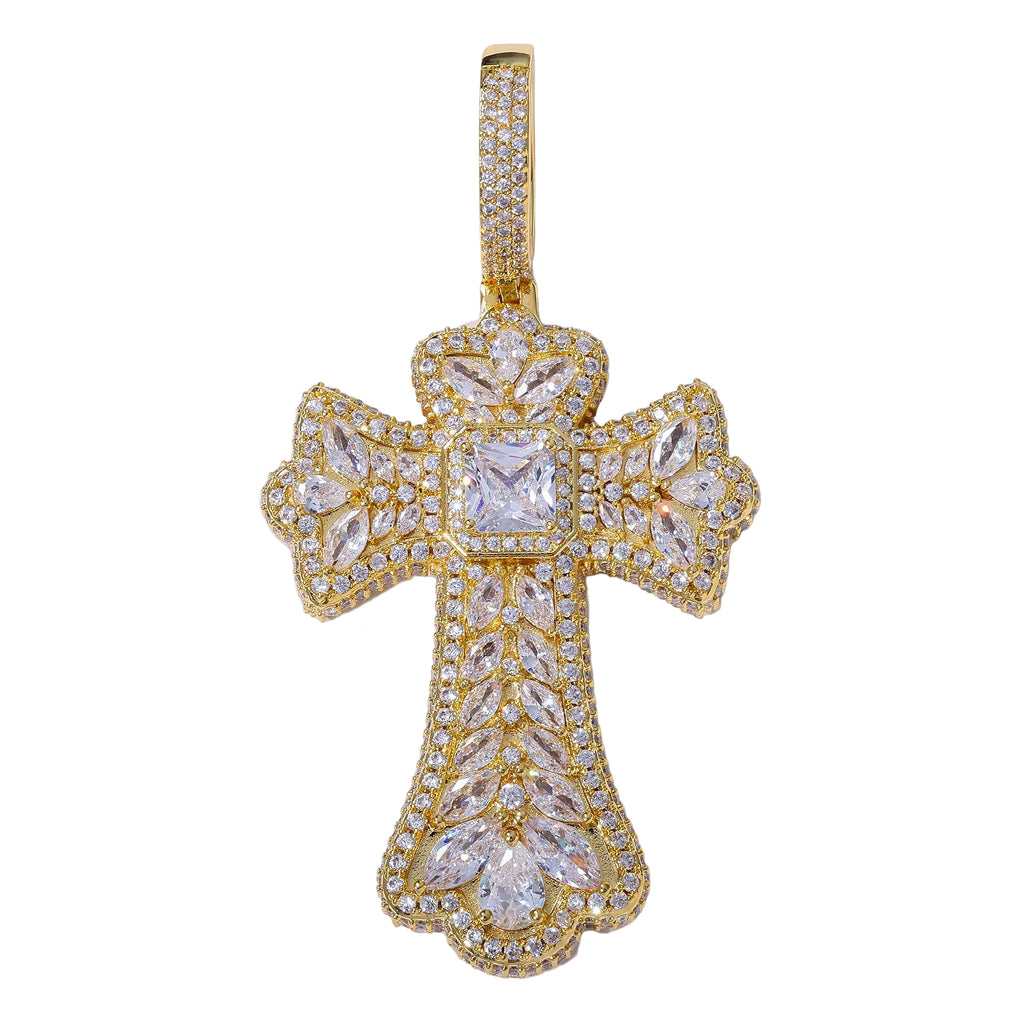 Multi Gem Cross Pendants - Gold