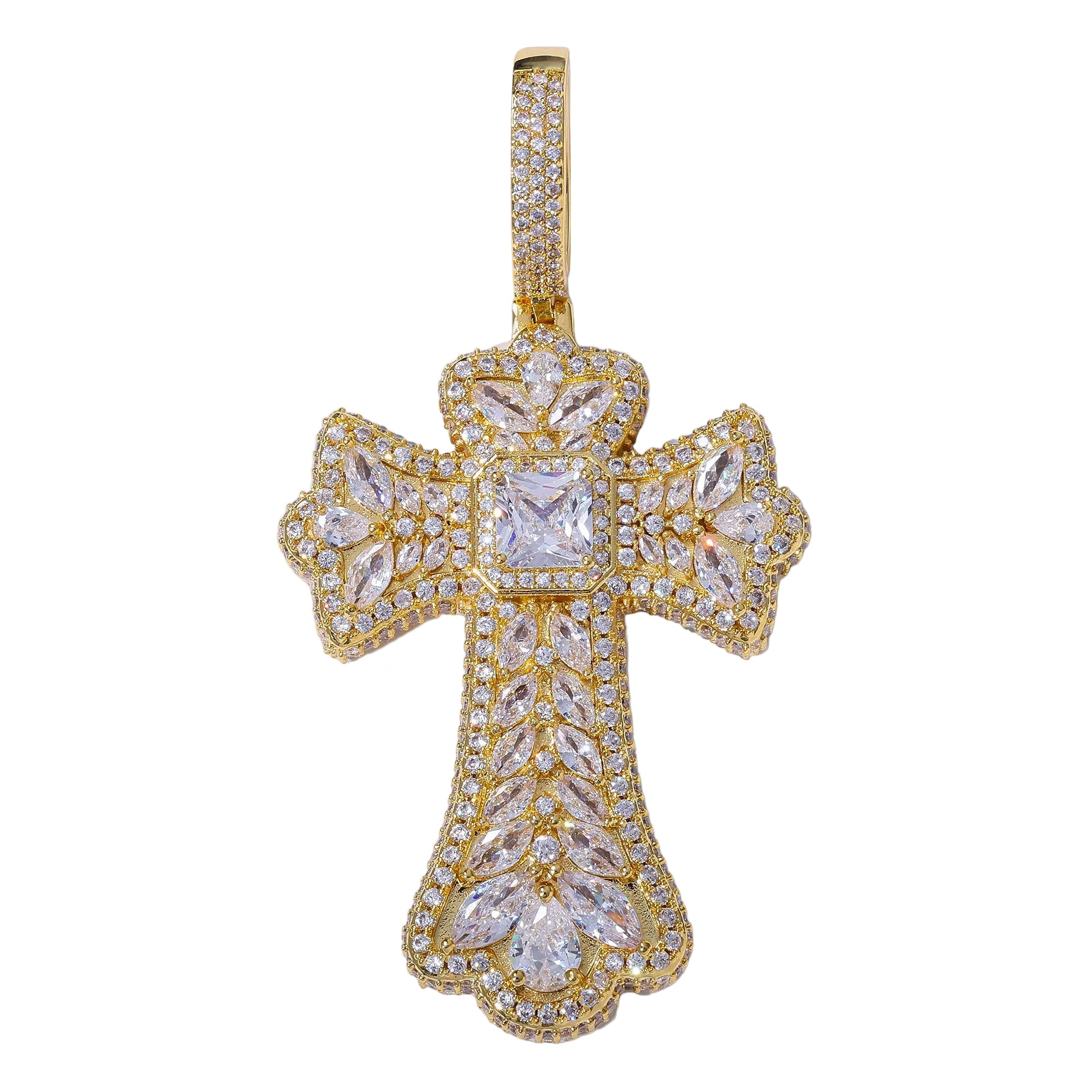 Multi Gem Cross Pendants - Gold