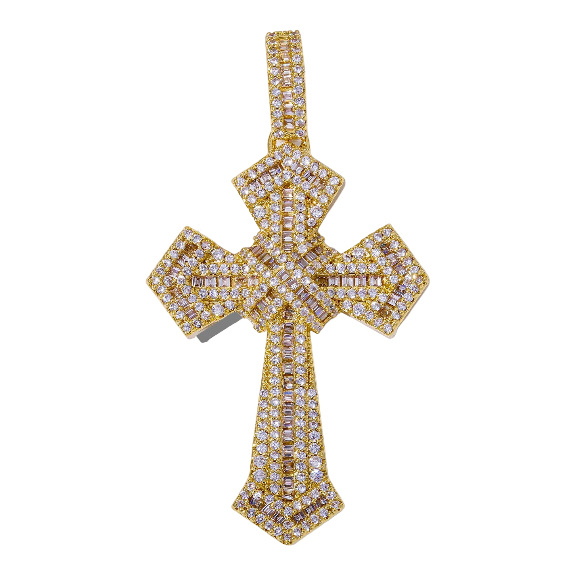 Roped Cross Pendants - Gold