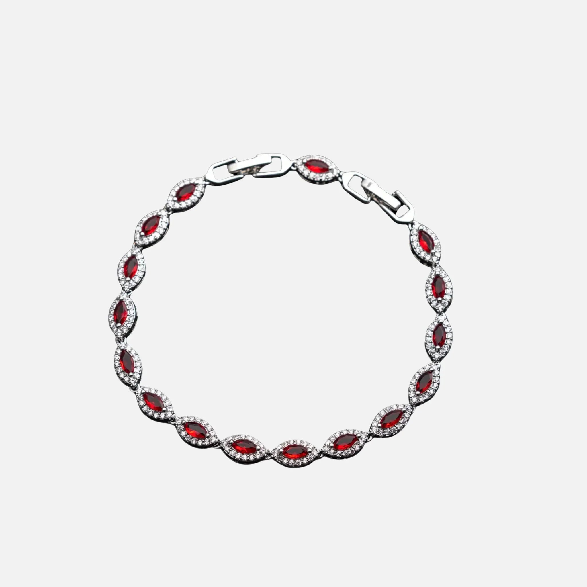 Red Angel Eyes Bracelet - Silver