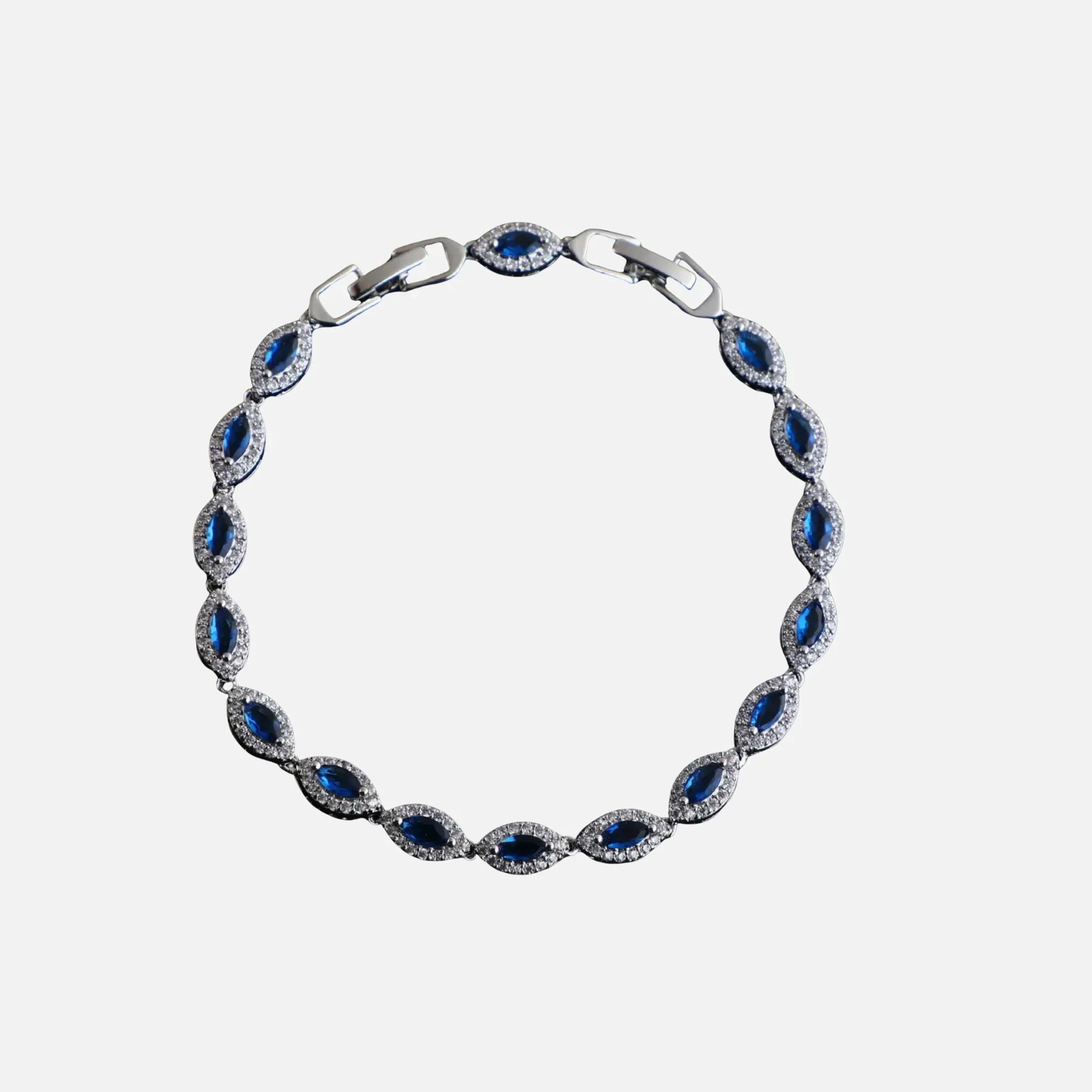 Blue Angel Eyes Bracelet - Silver