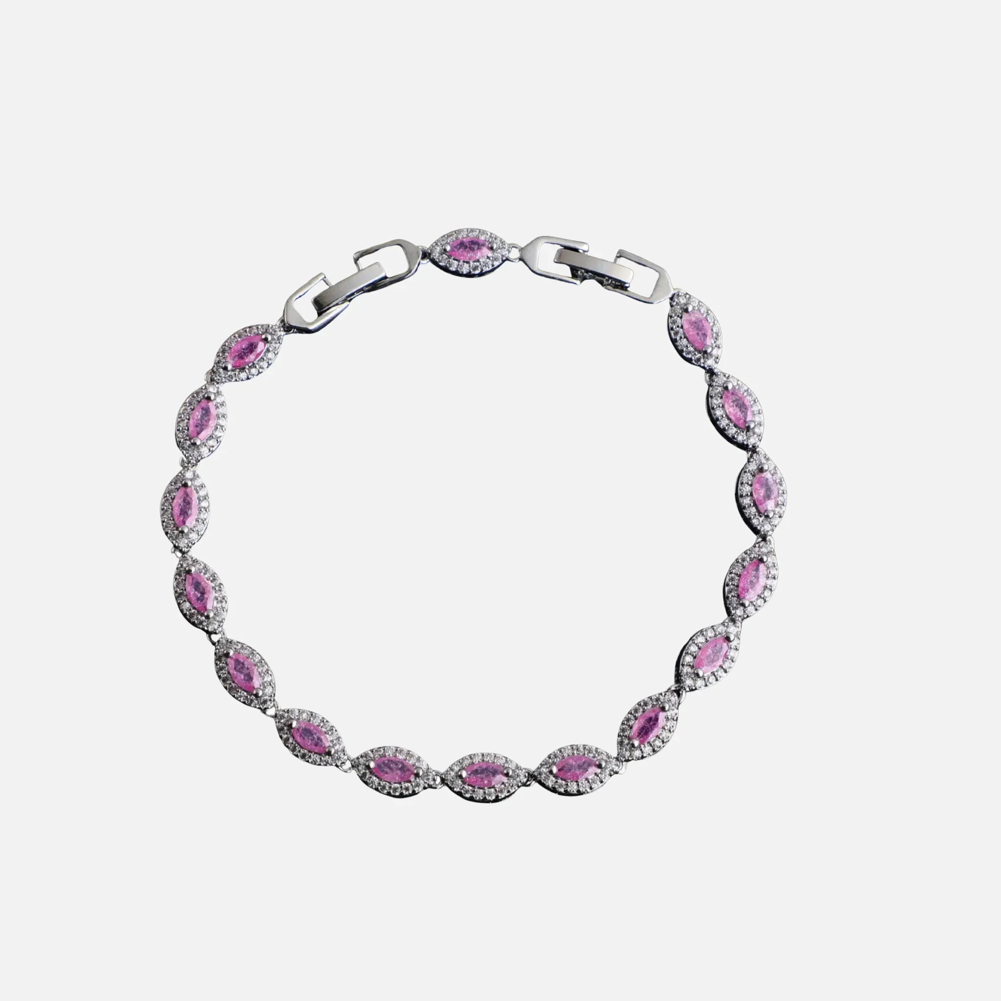 Pink Angel Eyes Bracelet - Silver