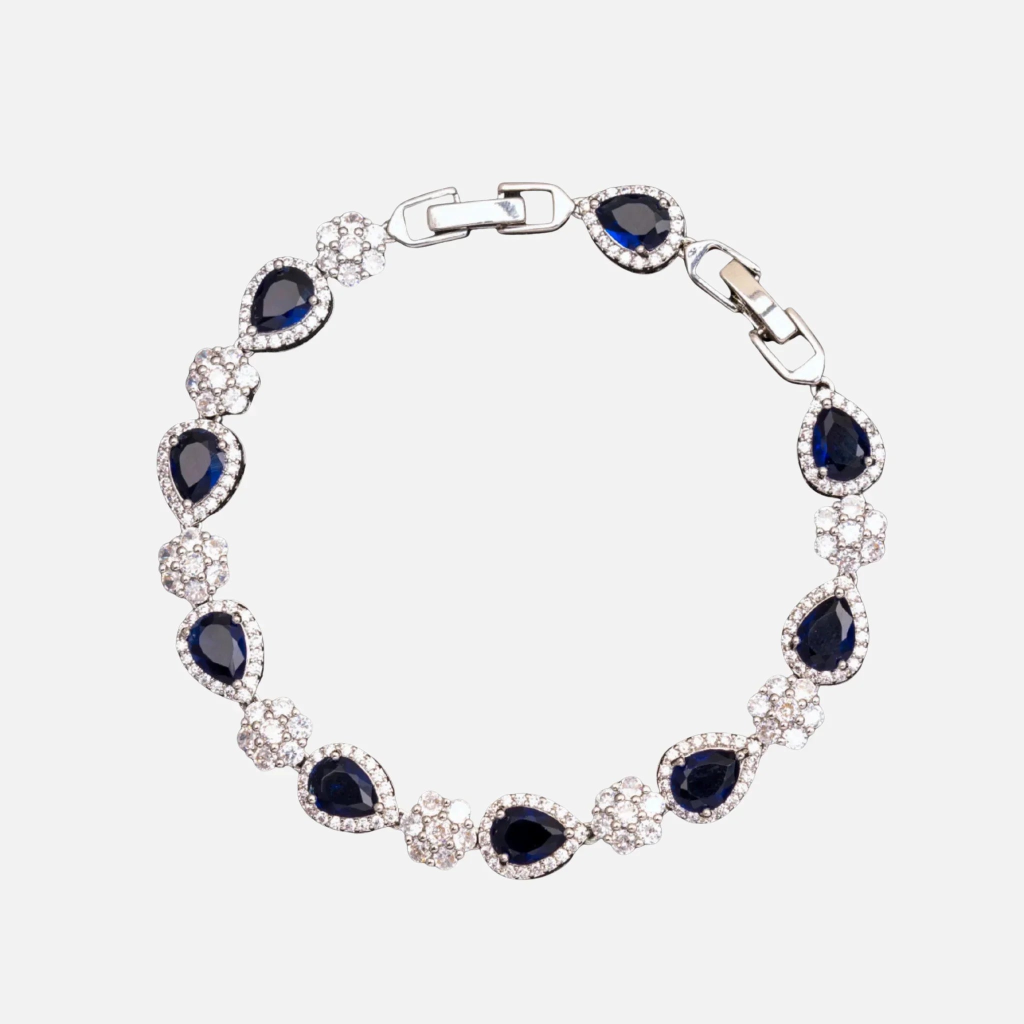 Blue Blossom Drop Bracelet - Silver