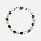 Green Blossom Drop Bracelet - Silver