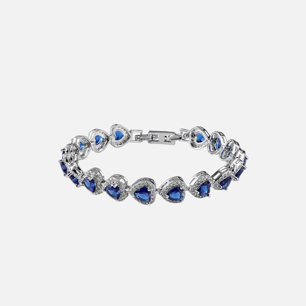 Blue Heart Crystal Bracelet - Silver