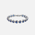 Blue Heart Crystal Bracelet - Silver
