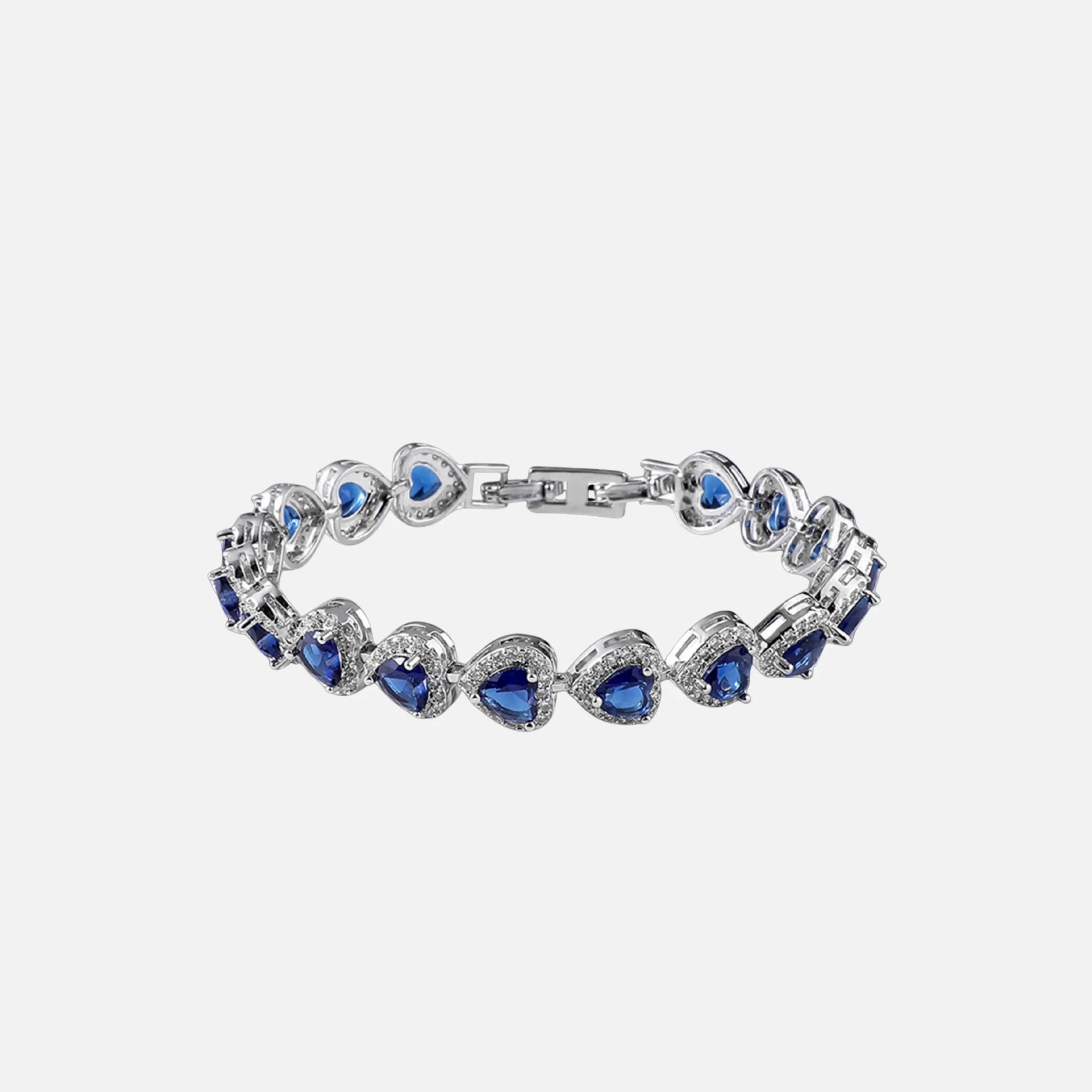 Blue Heart Crystal Bracelet - Silver