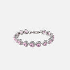 Pink Heart Crystal Bracelet - Silver