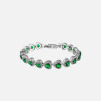 Green Heart Crystal Bracelet - Silver