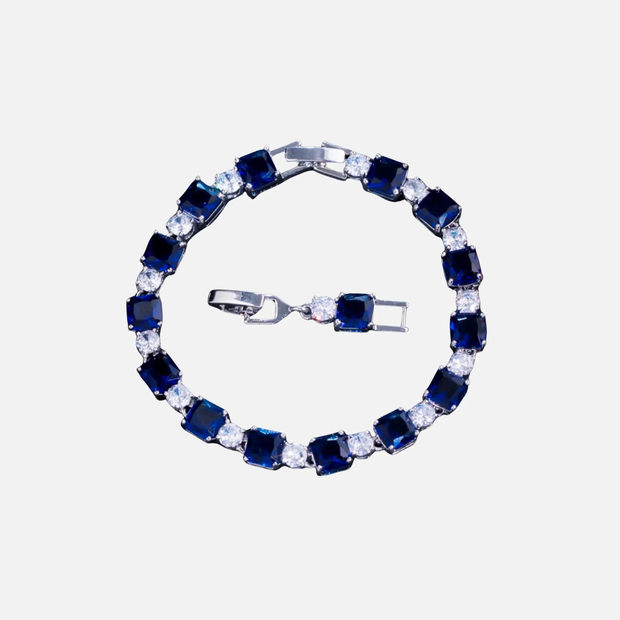 Blue Cube Bracelet - Silver