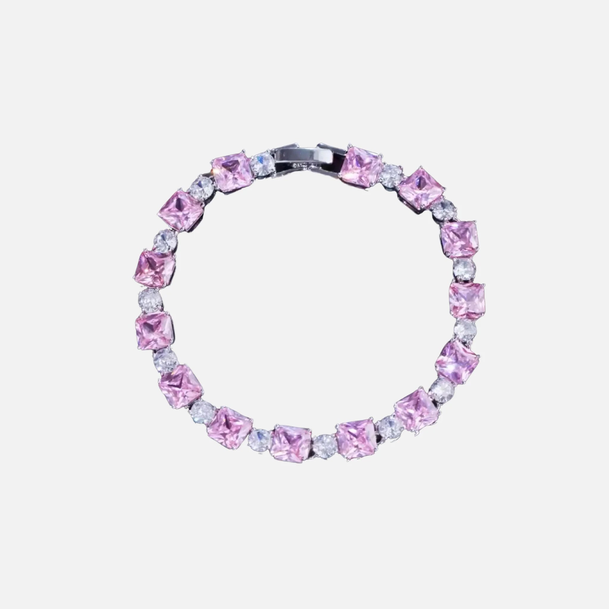 Pink Cube Bracelet - Silver