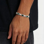 Green Blossom Drop Bracelet - Silver