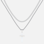 Cross X Cuban Chain - Silver