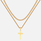 Cross X Cuban Chain - Gold