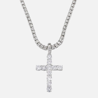 Iced Cross Pendant Chain - Silver