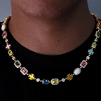 Mixed Gemstone Necklace - Gold