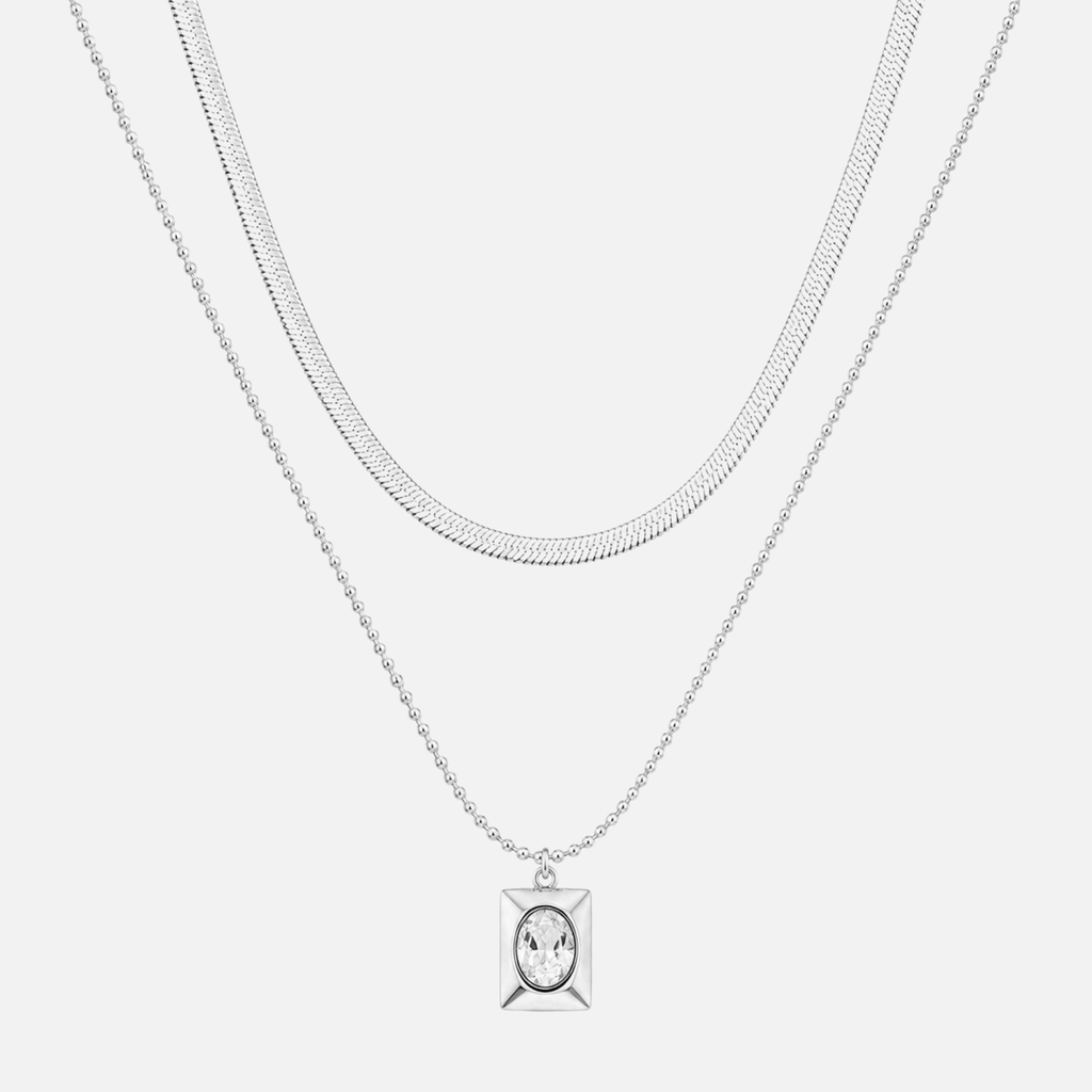 Clear Gemstone Chain - Silver