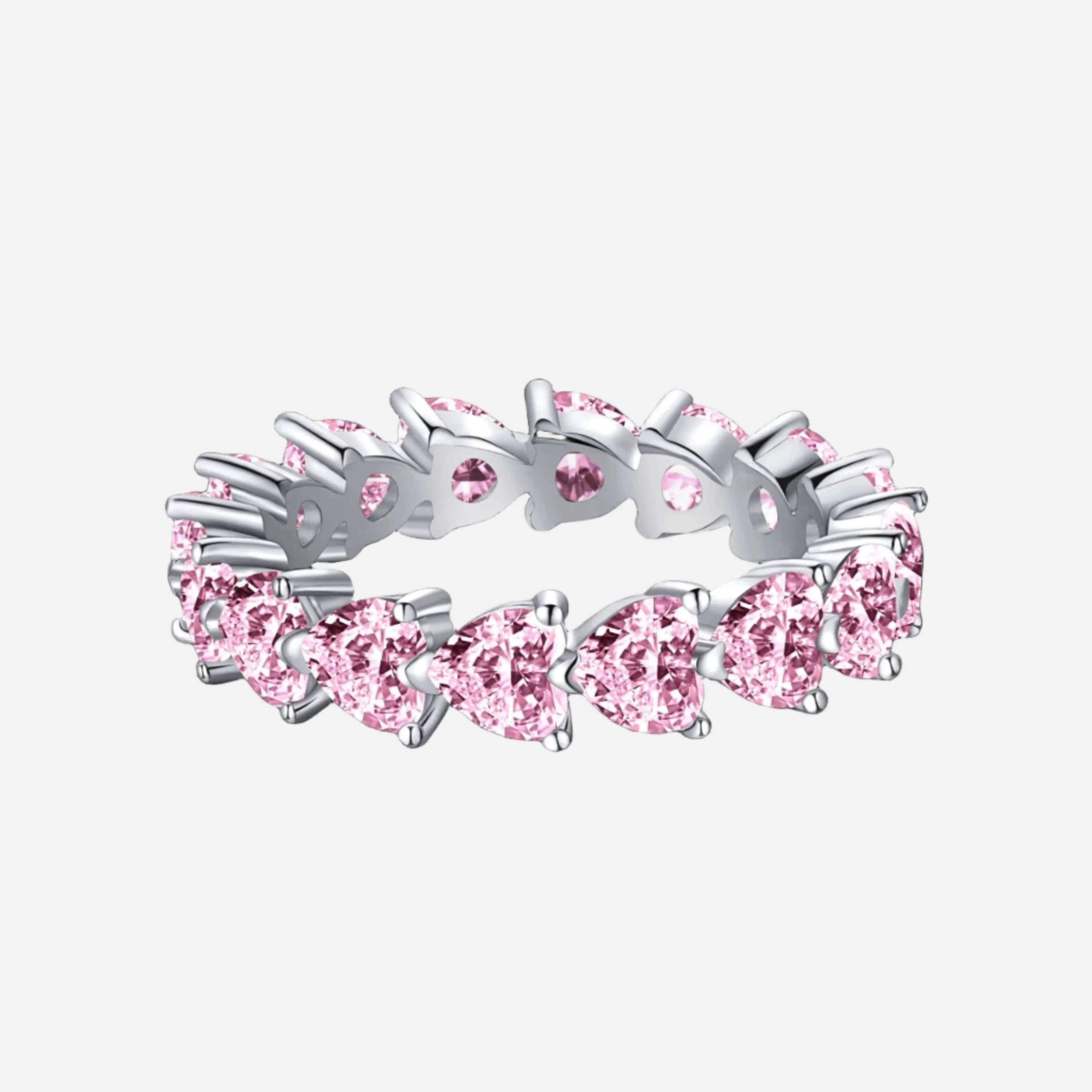 PINK HEART CUT RING - SILVER