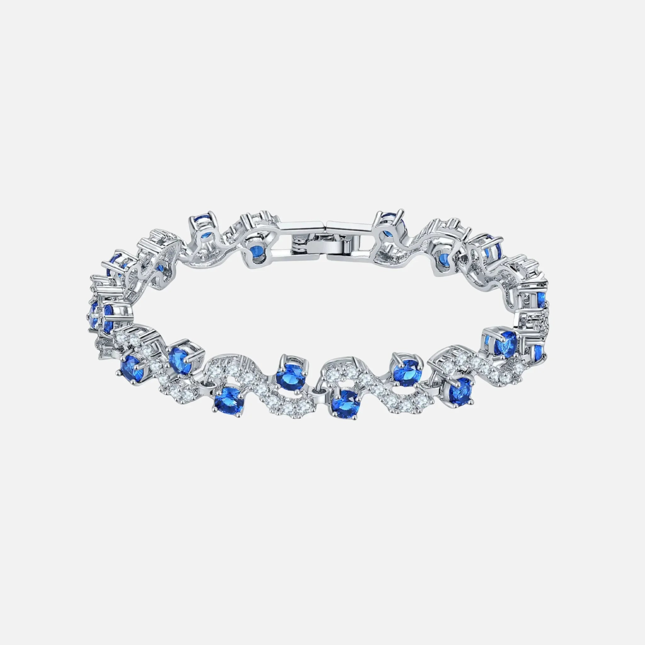 Blue Arctic Wave Bracelet - Silver