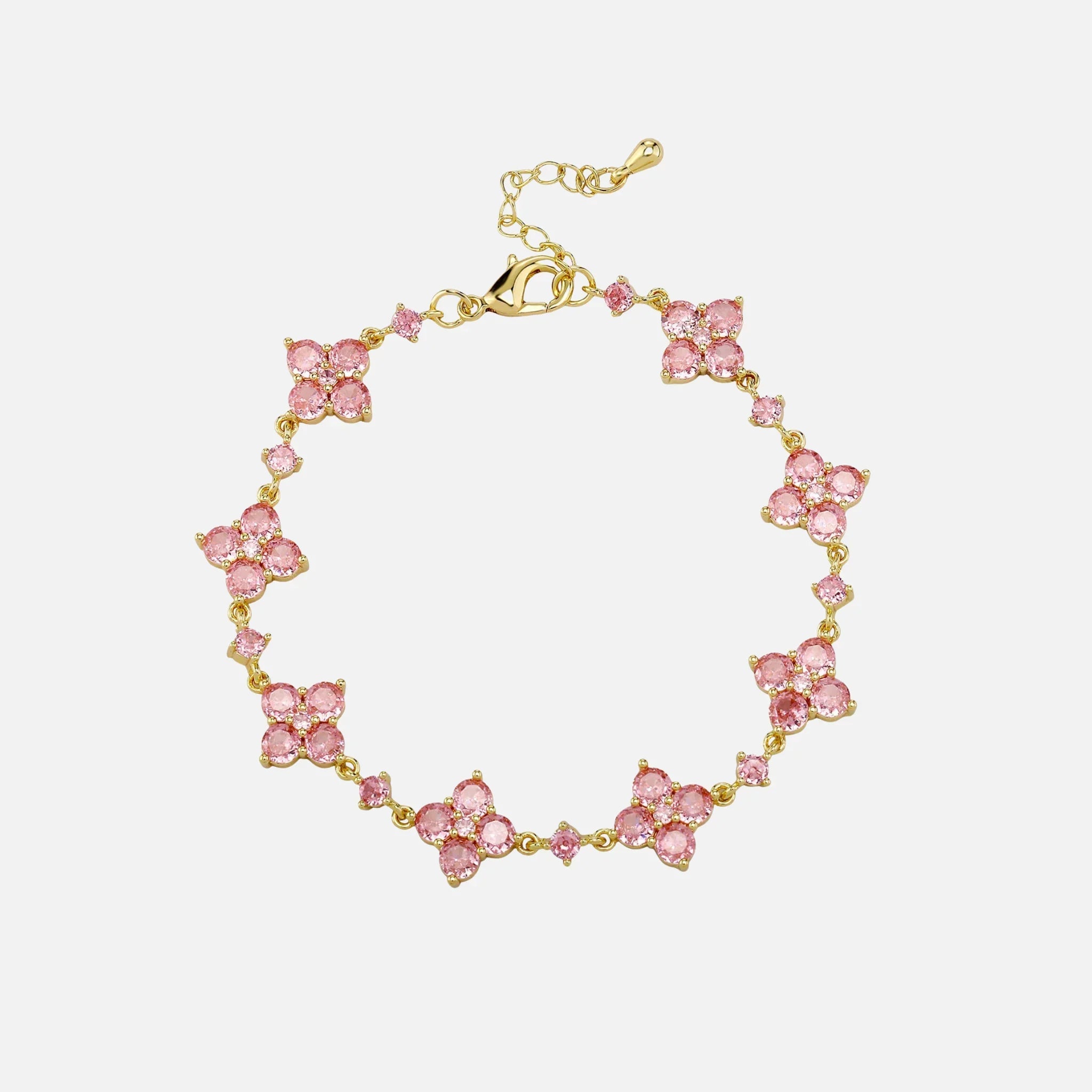 Pink Star Clover Bracelet - Gold